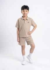 Set Polo Form Rộng Bé Trai Siêu Nhẹ Ultra Light Nâu Nhạt