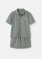 Set Polo Form Rộng Bé Trai Siêu Nhẹ Ultra Light Xanh Rêu