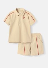 Set Polo Ngắn Tay Bé Trai Beige Viền Đỏ