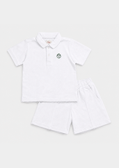 Set Polo Ngắn Tay Bé Trai Trắng Thêu Logo 03