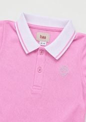 Set Polo Ngắn Tay & Chân Váy Xếp Ly Bé Gái Hồng Phối Trắng
