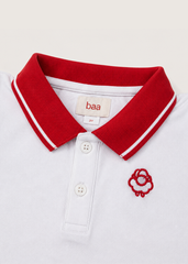 Set Polo Ngắn Tay & Chân Váy Xếp Ly Bé Gái Trắng Phối Đỏ*