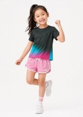 Set Thể Thao Cho Bé Siêu Nhẹ Ultra Light (Đen Hồng Ombre + Quần Dù Hồng)