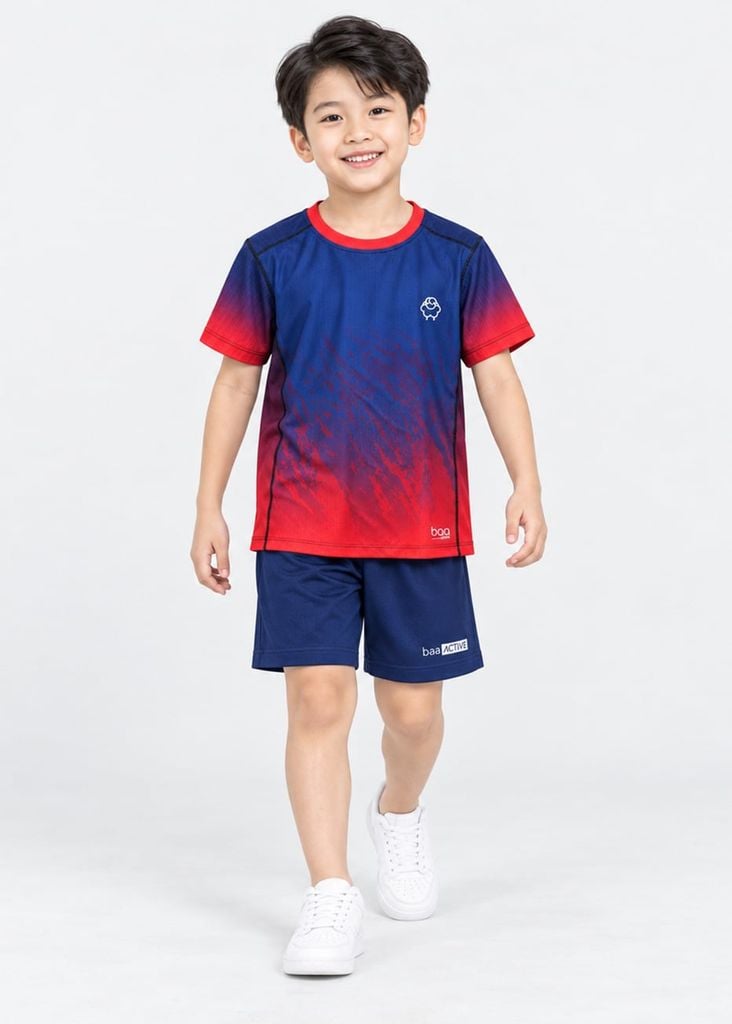 Set Thể Thao Cho Bé Siêu Nhẹ Ultra Light (Navy Đỏ Ombre Marble 02 + Navy 06 Form Ngắn)