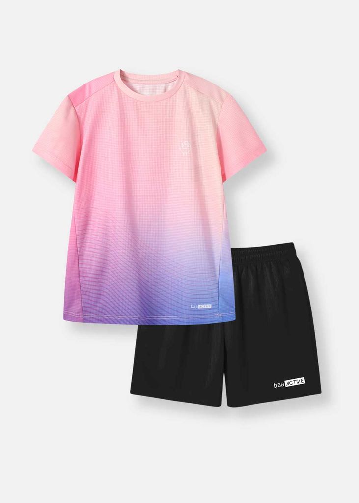 Set Thể Thao Cho Bé Siêu Nhẹ Ultra Light Ombre (Hồng Tím + Đen)
