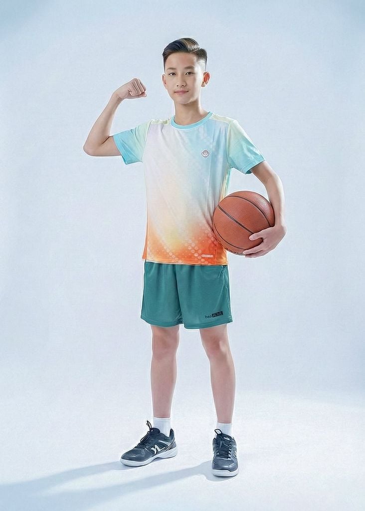 Set Thể Thao Cho Bé Siêu Nhẹ Ultra Light Ombre (Xanh Cam + Xanh Lá)