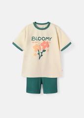 Set Thun Form Rộng Phối Quần Biker Bé Gái Be Hoa Xinh