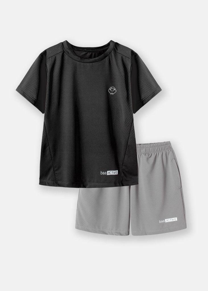 Set Thun Thể Thao Cho Bé Siêu Mát Ultra Cool Đen Phối Xám Nhạt