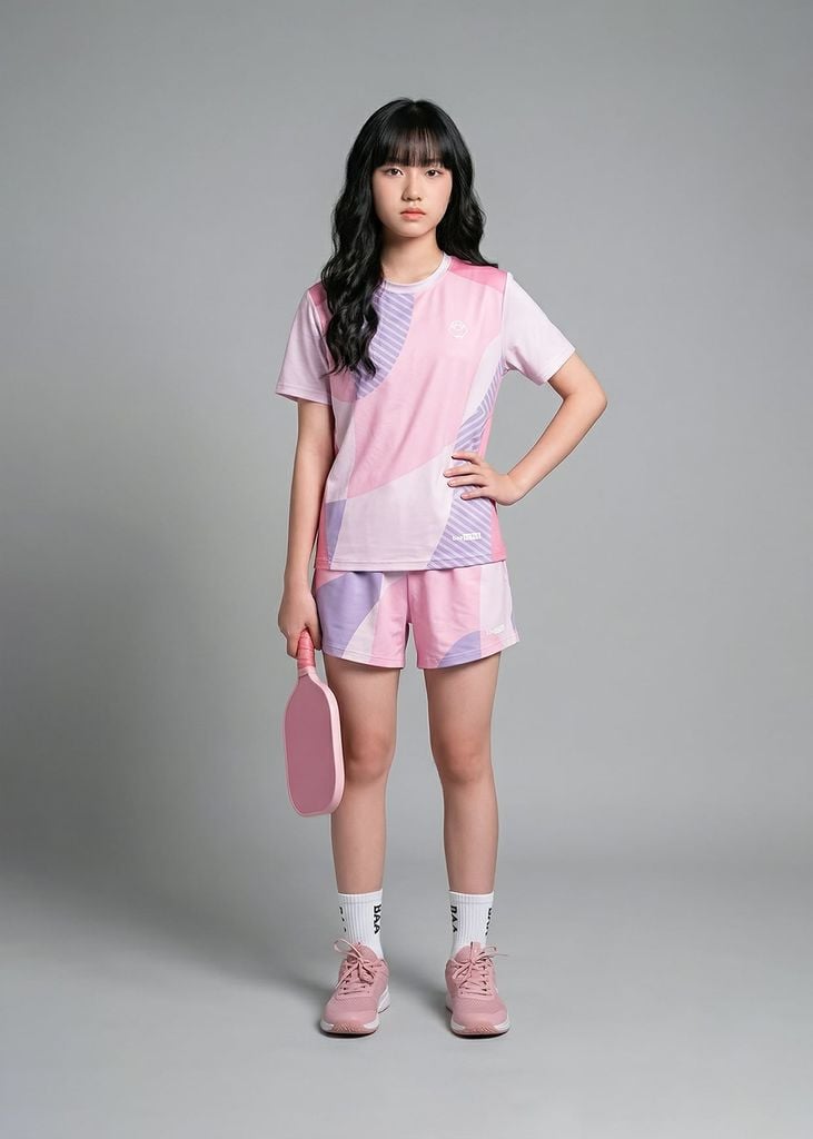 Set Thun Thể Thao Cho Bé Siêu Mát Ultra Cool Hồng Hoạ Tiết Color Block