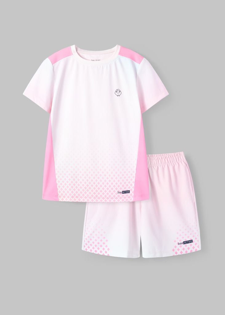 Set Thun Thể Thao Cho Bé Siêu Mát Ultra Cool Hồng Hoạ Tiết Halftone