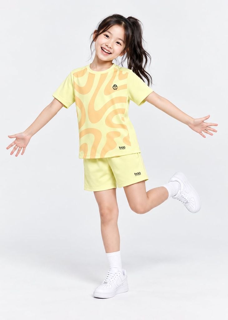 Set Thun Thể Thao Cho Bé Siêu Mát Ultra Cool Vàng Curvy Flow