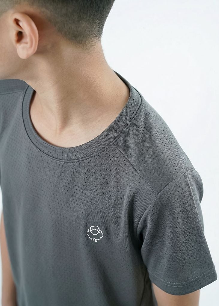 Set Thun Thể Thao Cho Bé Siêu Mát Ultra Cool Xám Đậm Phối Đen