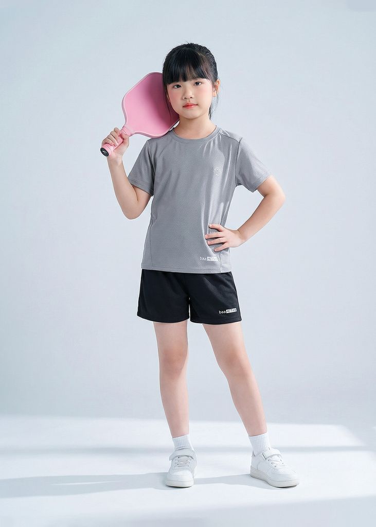 Set Thun Thể Thao Cho Bé Siêu Mát Ultra Cool Xám Nhạt Phối Đen