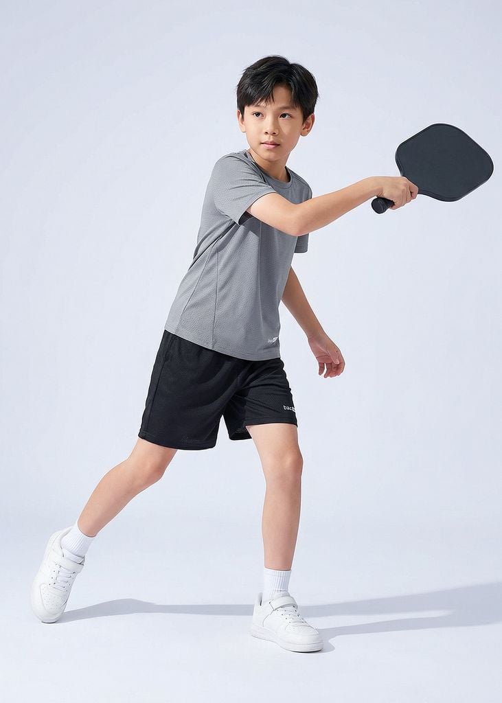 Set Thun Thể Thao Cho Bé Siêu Mát Ultra Cool Xám Nhạt Phối Đen