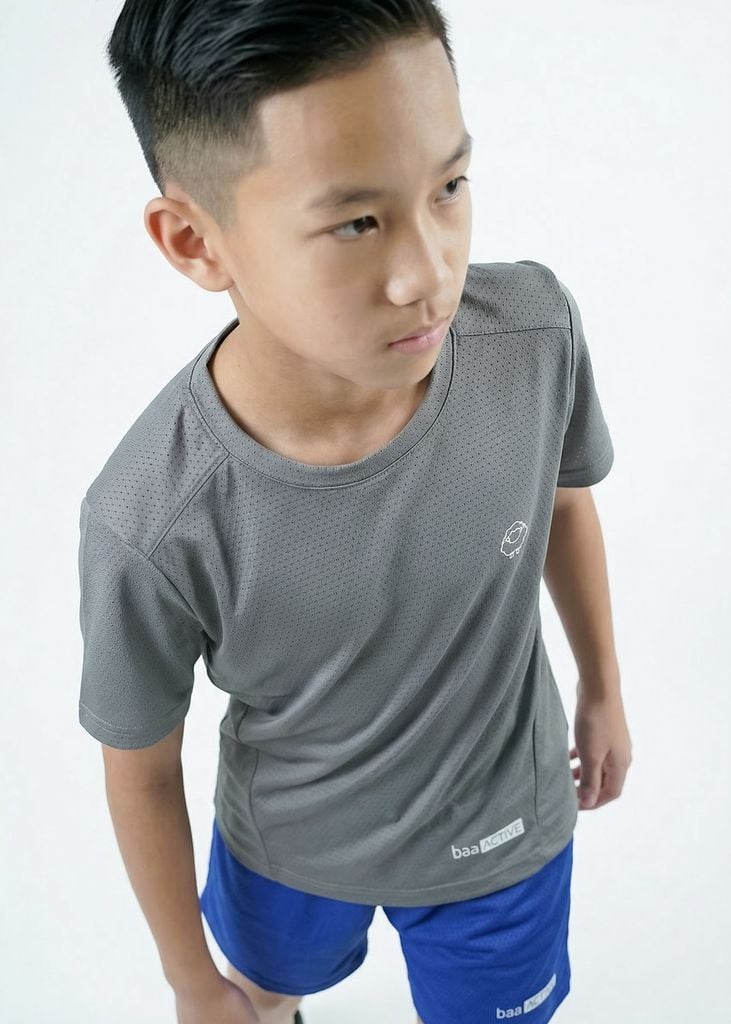 Set Thun Thể Thao Cho Bé Siêu Mát Ultra Cool Xám Nhạt Phối Xanh