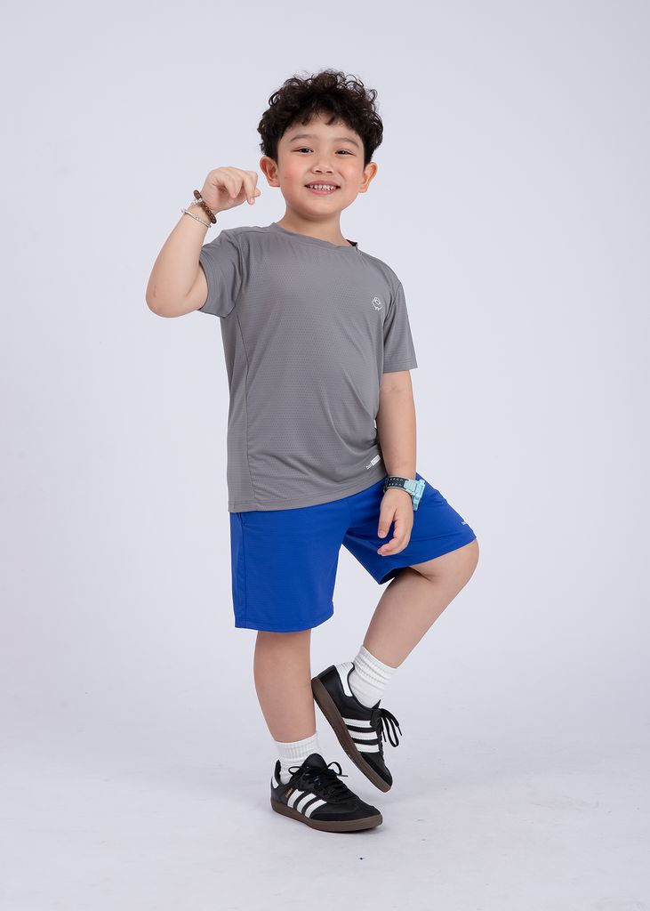 Set Thun Thể Thao Cho Bé Siêu Mát Ultra Cool Xám Nhạt Phối Xanh