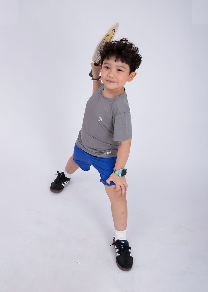 Set Thun Thể Thao Cho Bé Siêu Mát Ultra Cool Xám Nhạt Phối Xanh