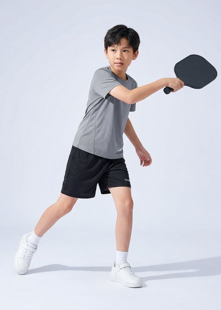 Set Thun Thể Thao Cho Bé Siêu Mát Ultra Cool Xám Phối Đen 02