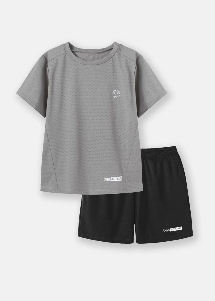 Set Thun Thể Thao Cho Bé Siêu Mát Ultra Cool Xám Phối Đen 02