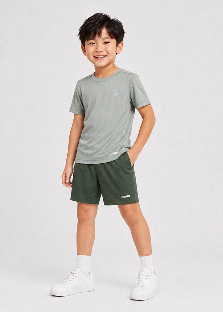Set Thun Thể Thao Cho Bé Siêu Mát Ultra Cool Xám Phối Xanh Rêu