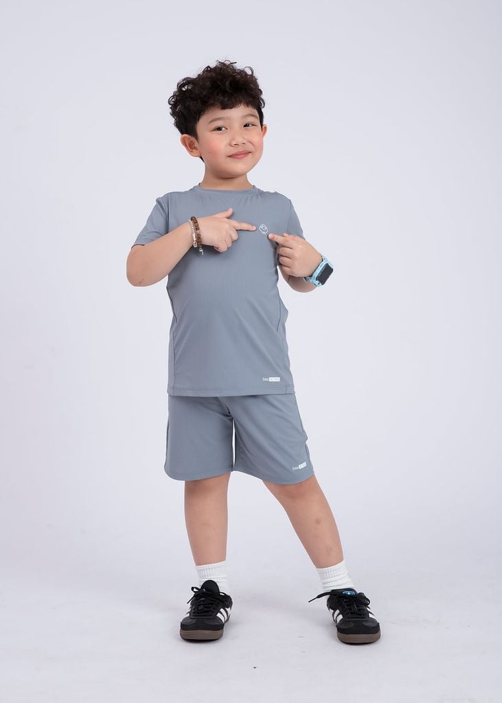 Set Thun Thể Thao Cho Bé Siêu Mát Ultra Cool Xám Xanh