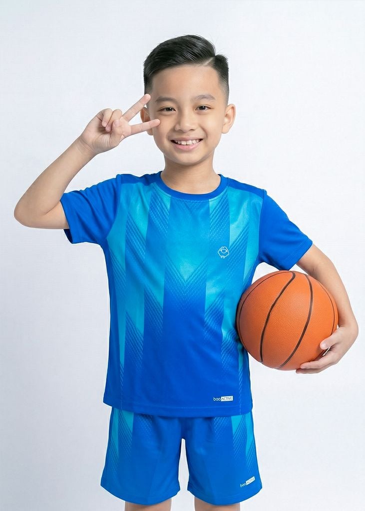 Set Thun Thể Thao Cho Bé Siêu Mát Ultra Cool Xanh Hoạ Tiết Halftone