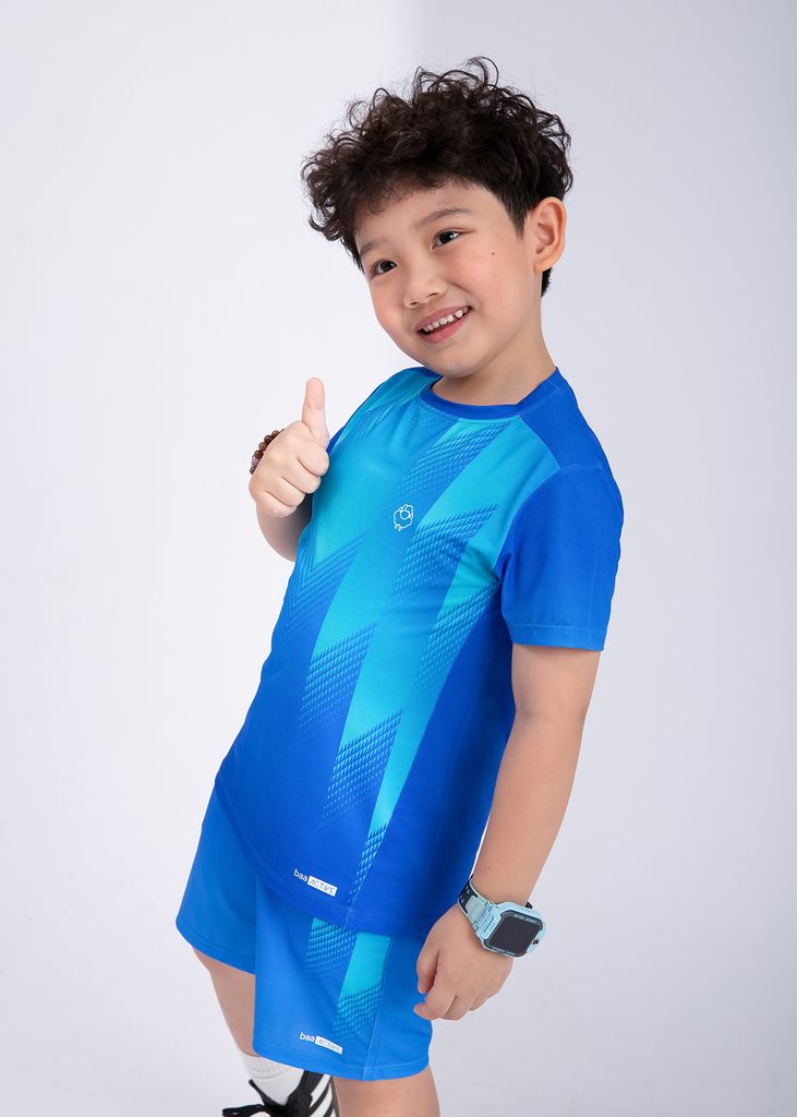 Set Thun Thể Thao Cho Bé Siêu Mát Ultra Cool Xanh Hoạ Tiết Halftone