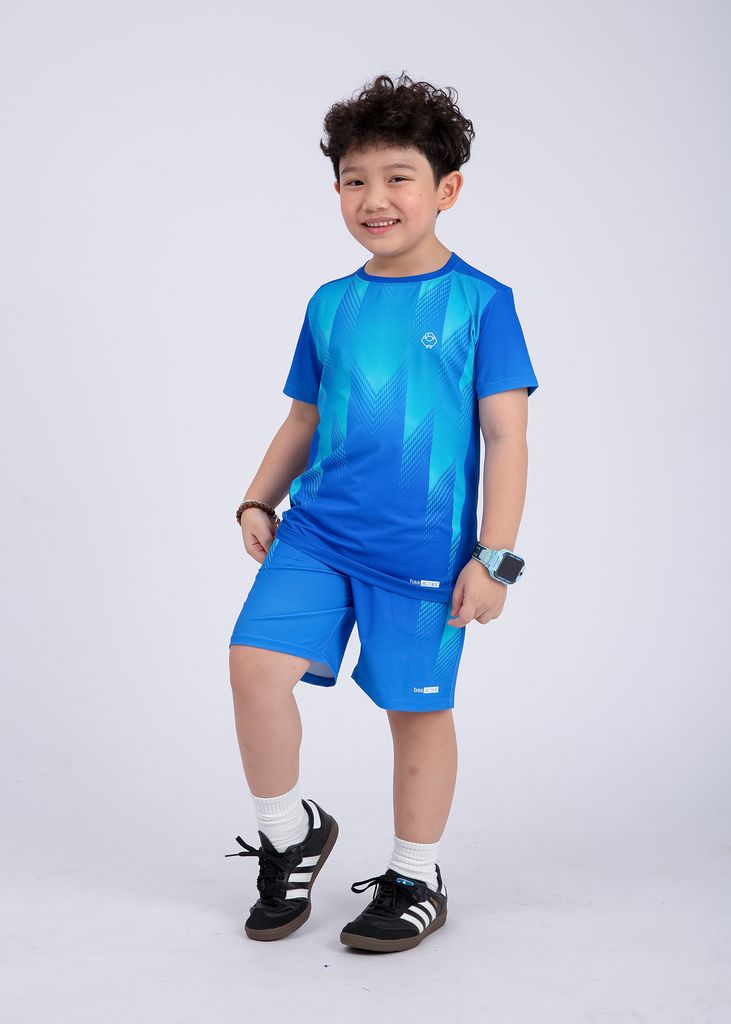 Set Thun Thể Thao Cho Bé Siêu Mát Ultra Cool Xanh Hoạ Tiết Halftone