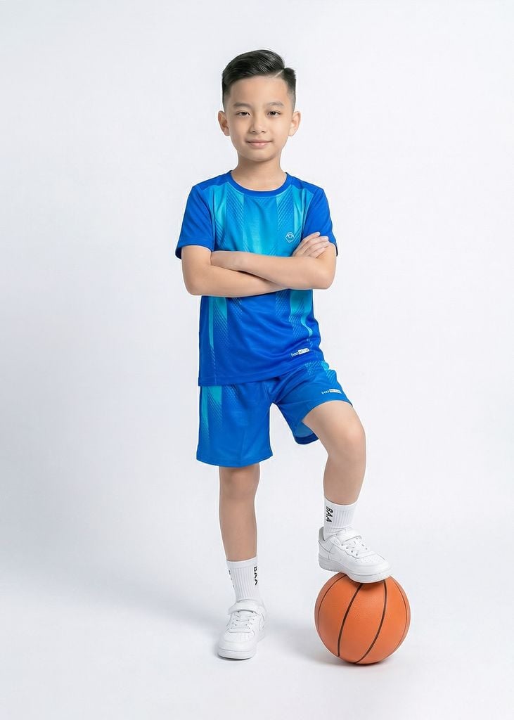 Set Thun Thể Thao Cho Bé Siêu Mát Ultra Cool Xanh Hoạ Tiết Halftone