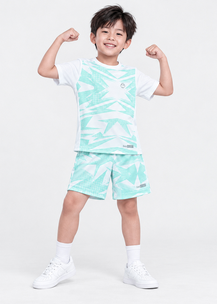 Set Thun Thể Thao Cho Bé Siêu Mát Ultra Cool Xanh Nhạt Lightning 02