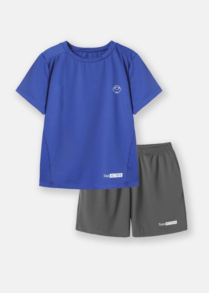 Set Thun Thể Thao Cho Bé Siêu Mát Ultra Cool Xanh Phối Xám Đậm