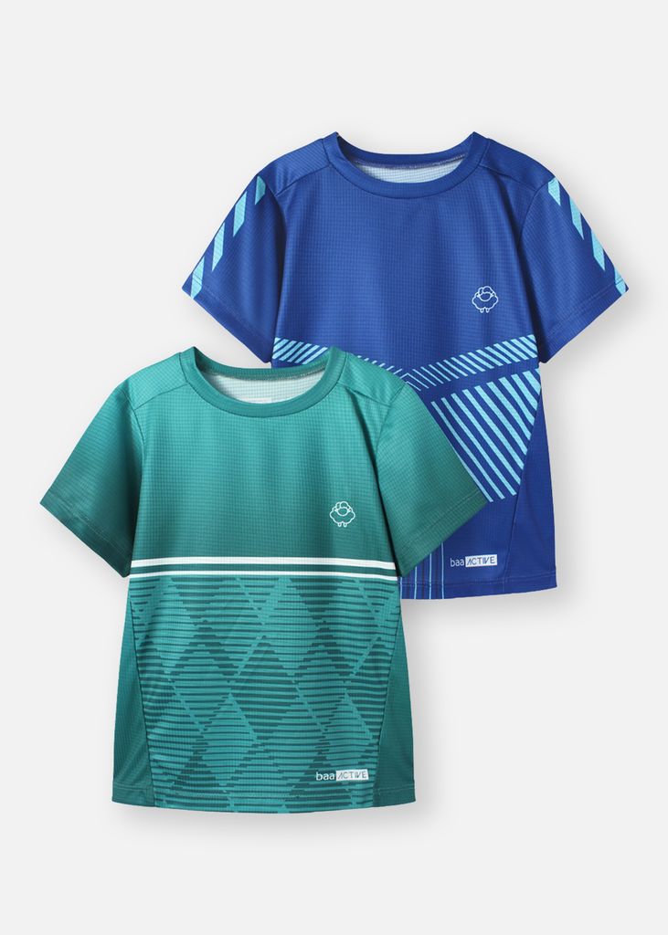 Set 2 Áo Thun Thể Thao Siêu Nhẹ Ultra Light Cho Bé (Xanh Dương + Xanh Teal)