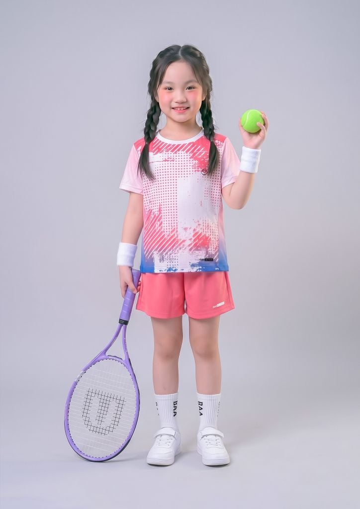 Set Thể Thao Cho Bé Siêu Nhẹ Ultra Light Họa Tiết Dot Splash (Hồng + Hồng Dâu 02)