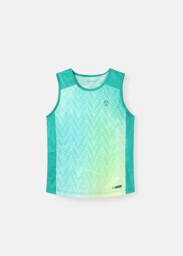 Áo Thể Thao Cộc Tay Bé Trai Siêu Nhẹ Ultra Light Xanh Lá Hoạ Tiết Geometric