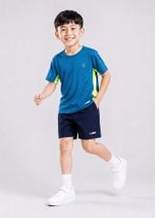 Set Thể Thao Cộc Tay Bé Trai Siêu Nhẹ Ultra Light (Xanh Phối Vàng + Quần Dù Navy)