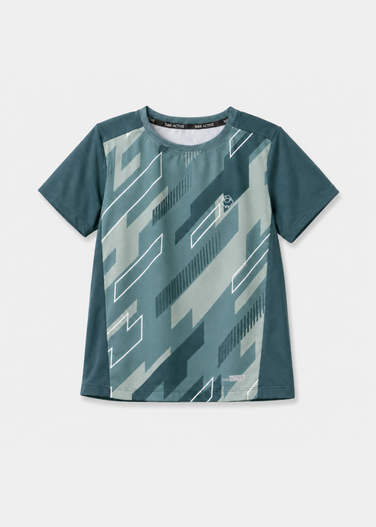 Set Thun Thể Thao Cho Bé Siêu Mát Ultra Cool Xanh Xám Hoạ Tiết Geometric Camo