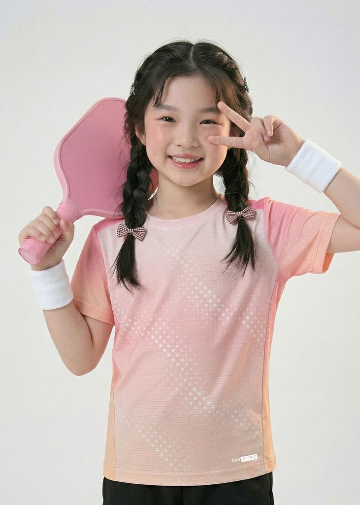 Áo Thun Thể Thao Cho Bé Siêu Nhẹ Ultra Light Hồng Nhạt Ombre Hoạ Tiết Halftone