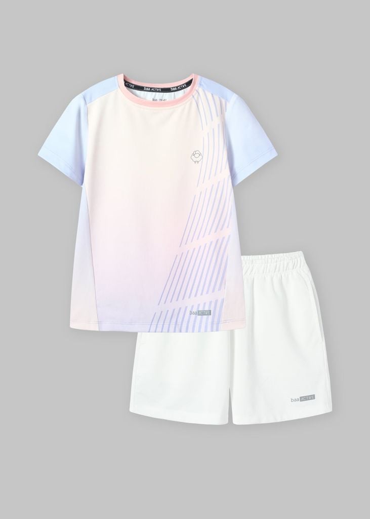Set Thun Thể Thao Cho Bé Siêu Mát Ultra Cool Hồng Hoạ Tiết Diagonal Stripe