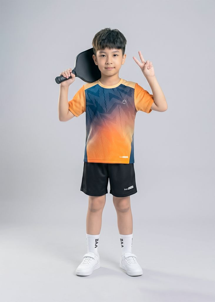 Áo Thun Thể Thao Cho Bé Siêu Nhẹ Ultra Light Cam Ombre Hoạ Tiết Lightning