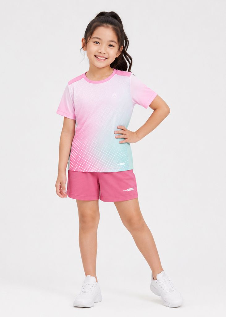 Set Thể Thao Cho Bé Siêu Nhẹ Ultra Light Họa Tiết (Hồng Halftone Dots + Hồng Dâu 05 Form Ngắn)