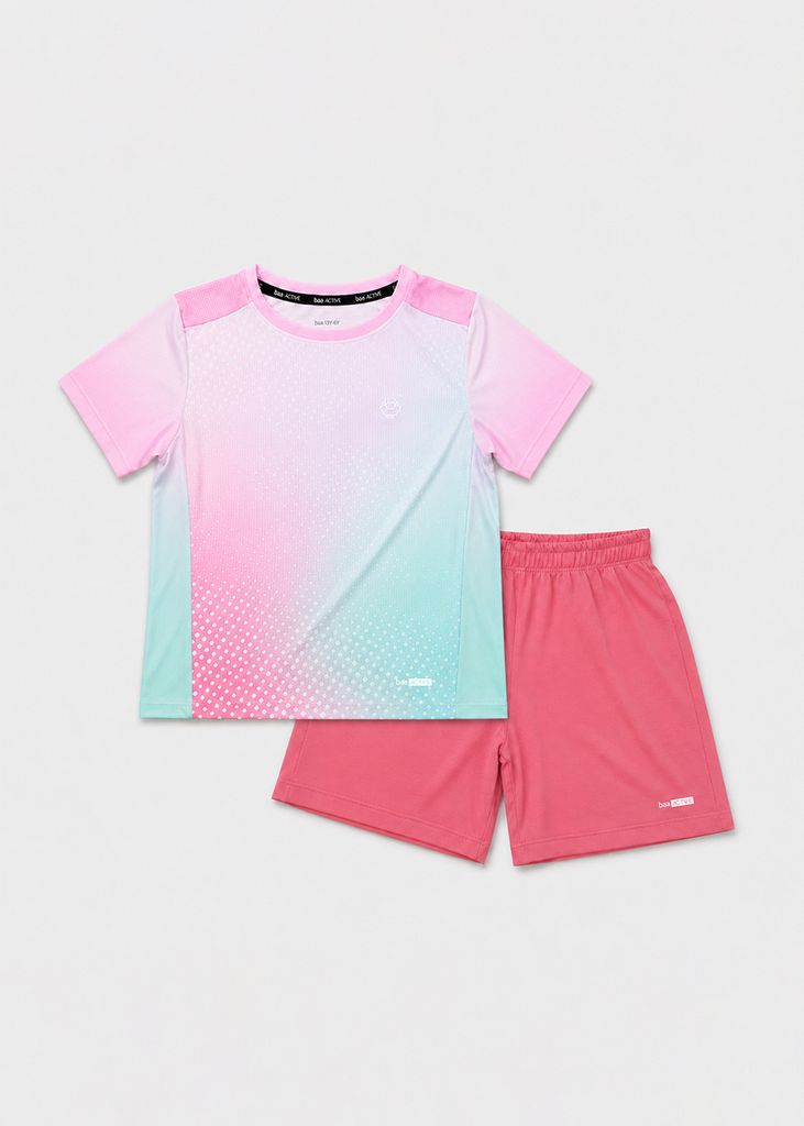 Set Thể Thao Cho Bé Siêu Nhẹ Ultra Light Họa Tiết (Hồng Halftone Dots + Hồng Dâu 05 Form Ngắn)