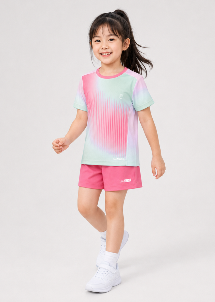 Set Thể Thao Cho Bé Siêu Nhẹ Ultra Light Hoạ Tiết Pinstripe (Hồng Ombre + Hồng Dâu 04 Form Ngắn)