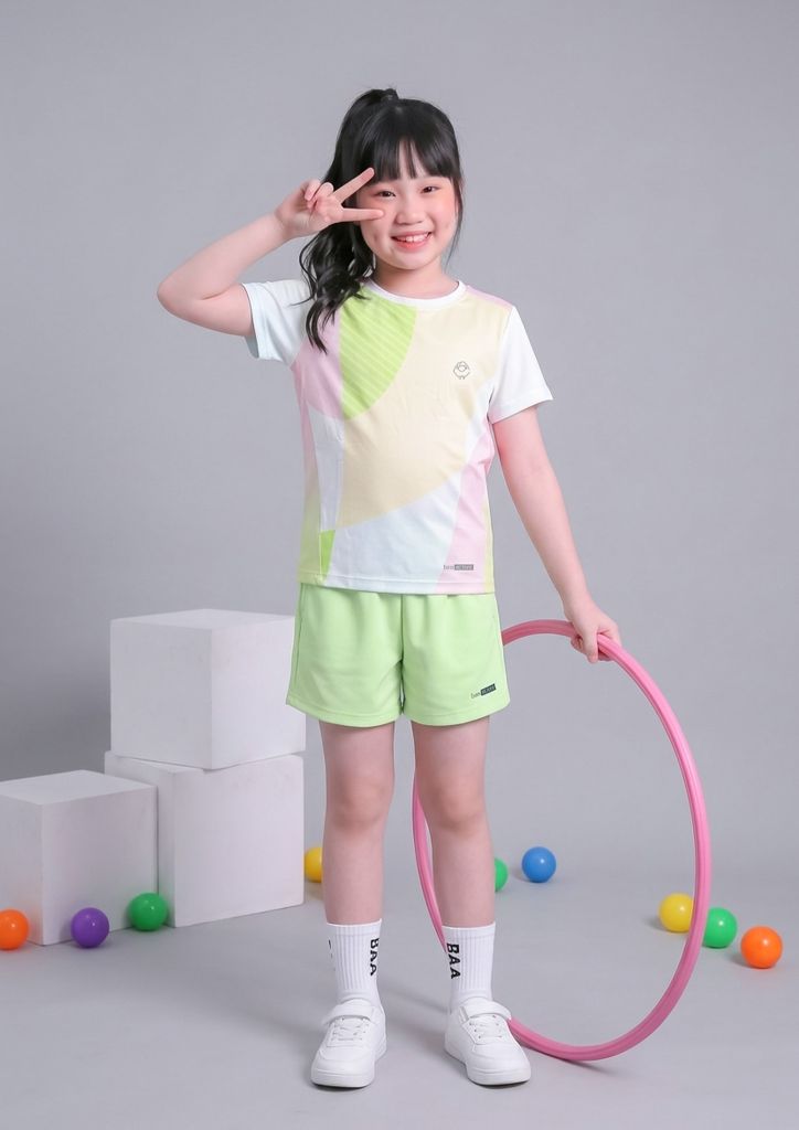 Set Thun Thể Thao Cho Bé Siêu Mát Ultra Cool Xanh Lá Hoạ Tiết Color Block 02