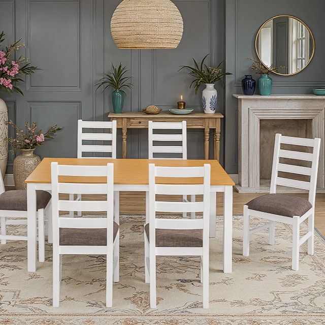 Ghế Ăn Gỗ Tràm Kèm Nệm Tựa Lưng Cao Cấp (Set 2 cái) - Dining Chair White With Cushion