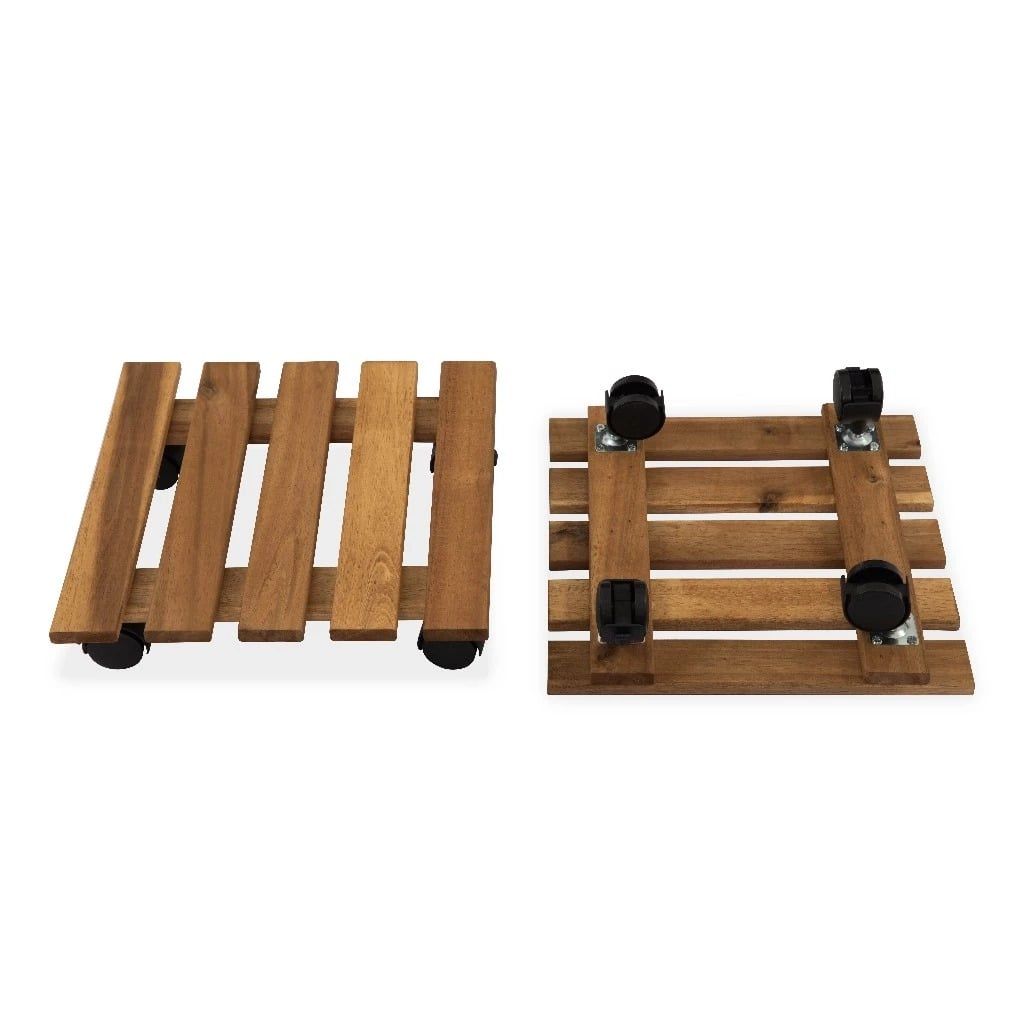 Combo 2 Đế Chậu Cây Vuông Có Bánh Xe – Square Wooden Plant Caddy