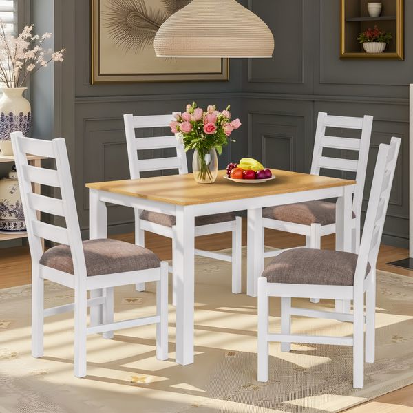  Ghế Ăn Gỗ Tràm Kèm Nệm Tựa Lưng Cao Cấp (Set 2 cái) - Dining Chair White With Cushion 