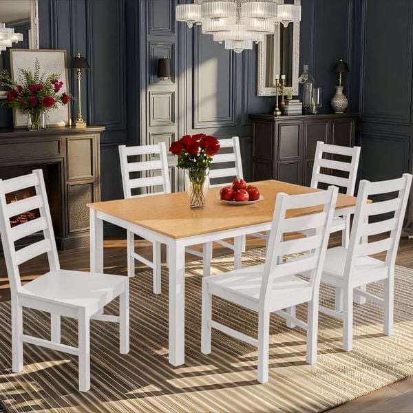  Ghế Ăn Gỗ Tràm Tựa Lưng Cao Cấp (Set 2 cái) - Dining Chair White 