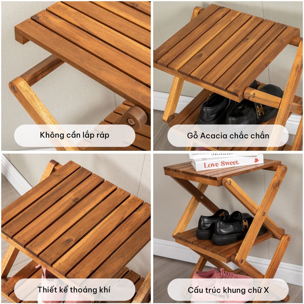 Kệ Dép Xếp Gọn 3 Tầng – 3-Tier Folding Shoe Rack