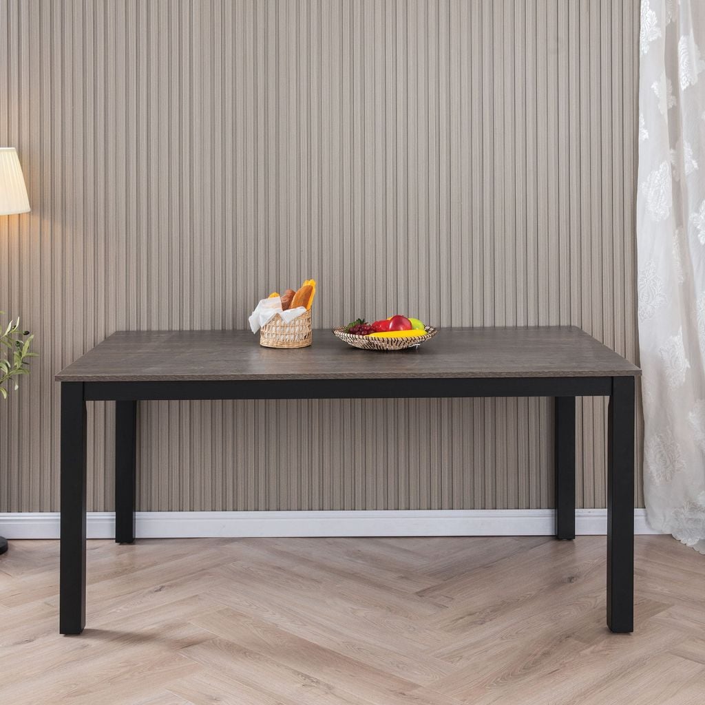 Bộ Bàn Ăn 6 Ghế Kèm Nệm và 1 Bàn 1m6 - Indoor Dining Set Black With Cushion