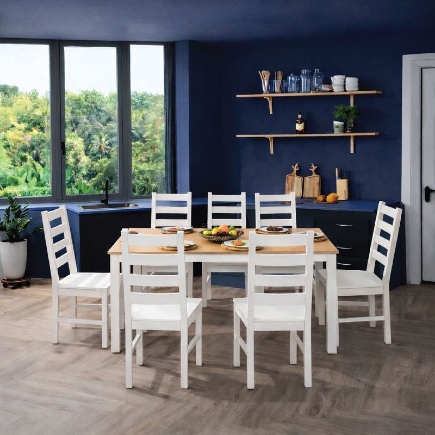  Bộ Bàn Ghế Ăn 6 Ghế và 1 Bàn 1m6 - Indoor Dining Set White 